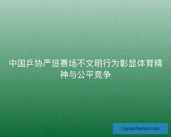 中国乒协严惩赛场不文明行为彰显体育精神与公平竞争